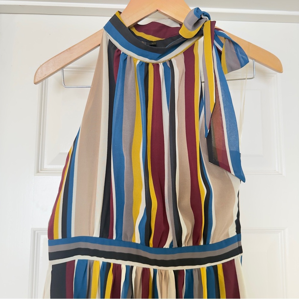 Want and Need Striped Halter Dress in Multicolor Size S